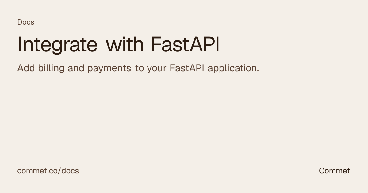Integrar con FastAPI | Commet